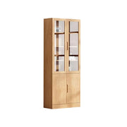 LIVARA 80/120cm Storage Cabinet - Tempered Glass Doors with Solid Pine Wood Frame, Soft-Close Hinges & Moisture-Resistant Base