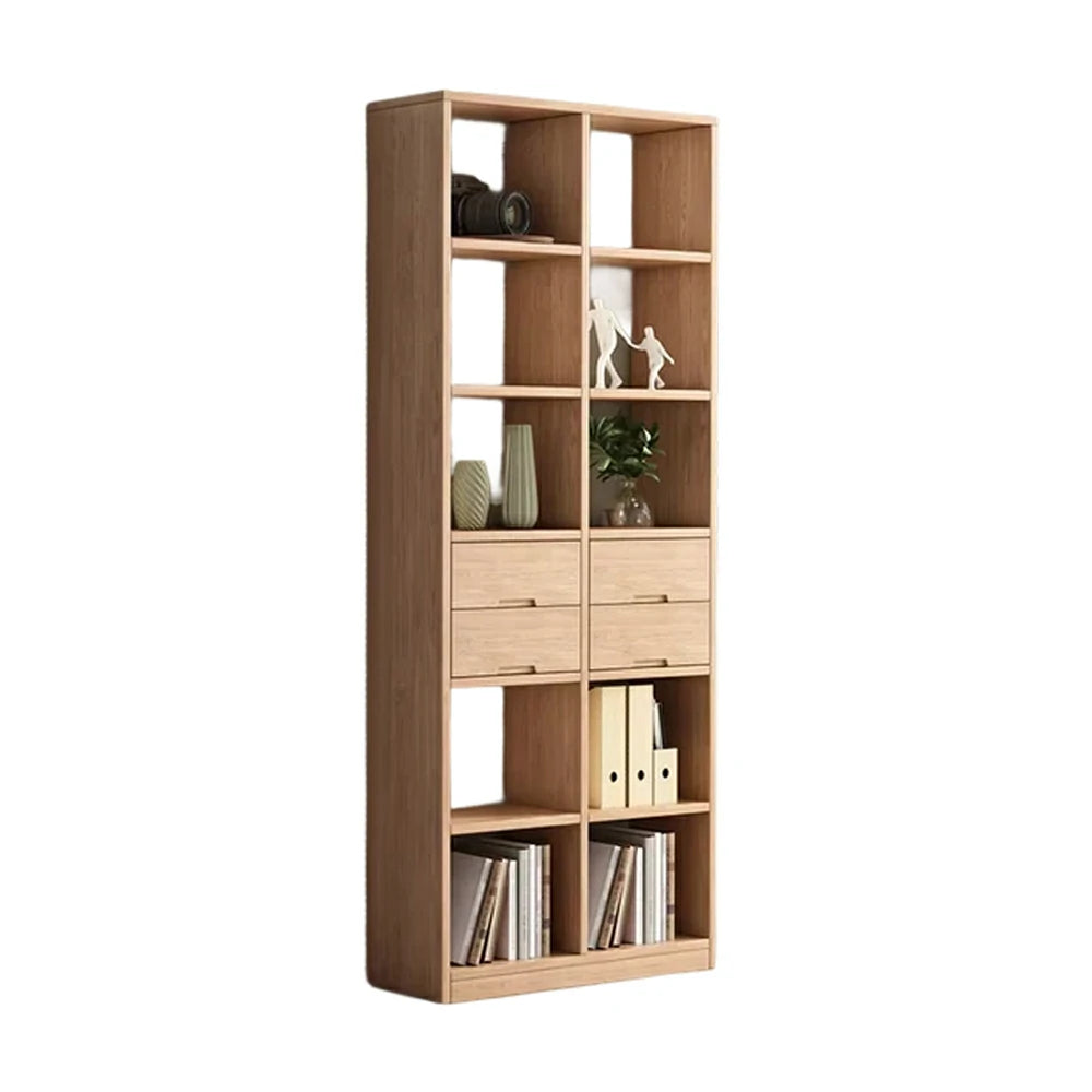 LIVARA 80/120cm Bookcase - Multi-Drawer Organised Design with Solid Pine Wood Frame, Smooth Metal Runners & Space-Saving Groove Handles