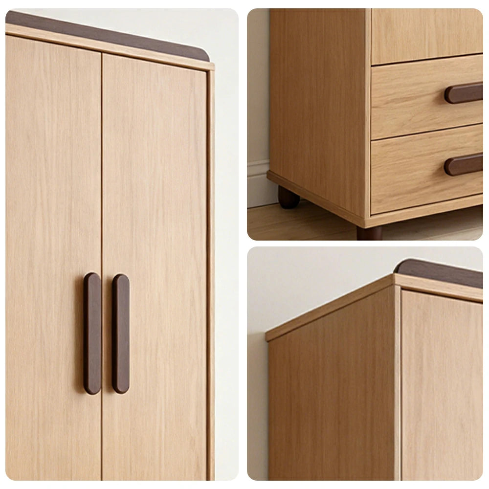 LIVARA 60/70cm Kids Wardrobe - Organised Hanging & Drawer Storage with Solid Finnish Pine Wood Frame, Rounded Safety Edges & Raised Legs