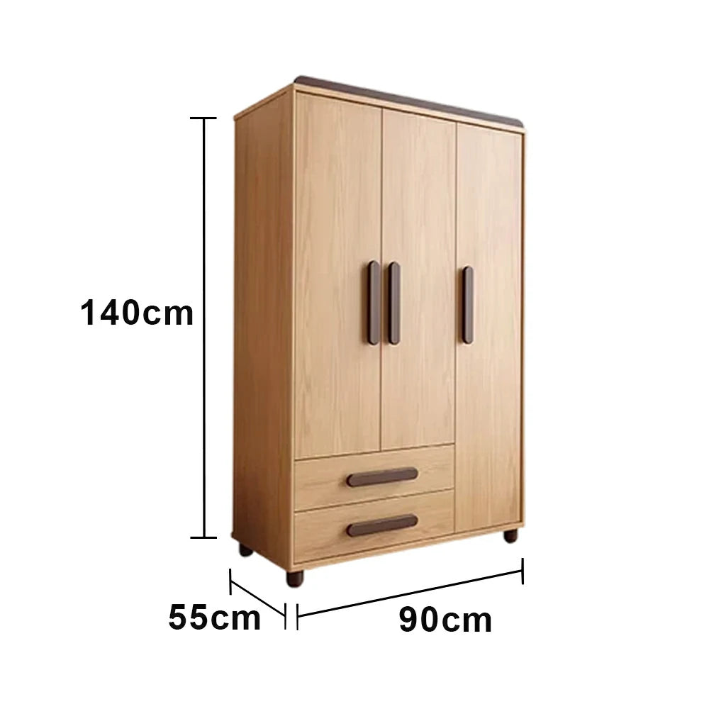 LIVARA 90/100cm Kids Wardrobe - Organised Hanging & Drawer Storage with Solid Finnish Pine Wood Frame, Rounded Safety Edges & Raised Legs