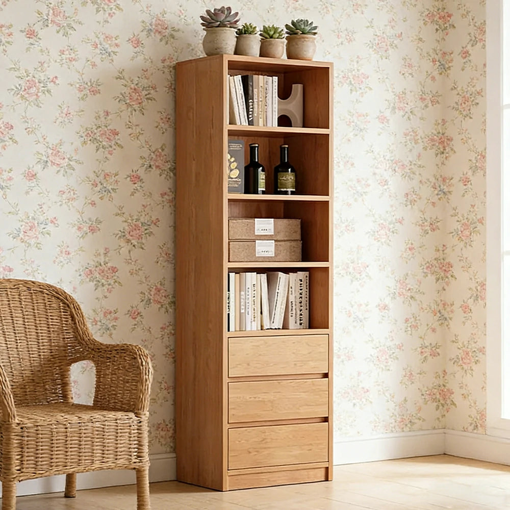 LIVARA 60cm Storage Cabinet - Open Multi-Tier Storage with Durable Wood Construction, Natural Grain Finish & Space-Saving Design