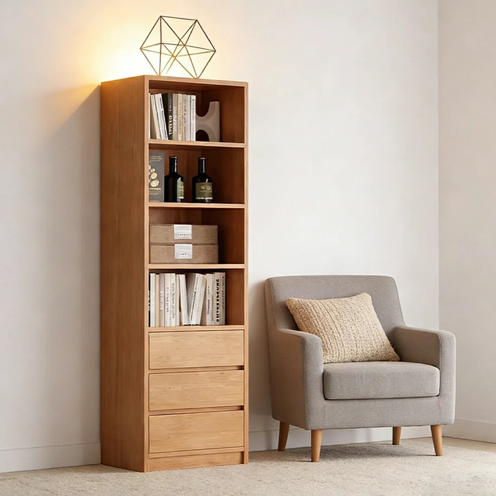 LIVARA 60cm Storage Cabinet - Open Multi-Tier Storage with Durable Wood Construction, Natural Grain Finish & Space-Saving Design