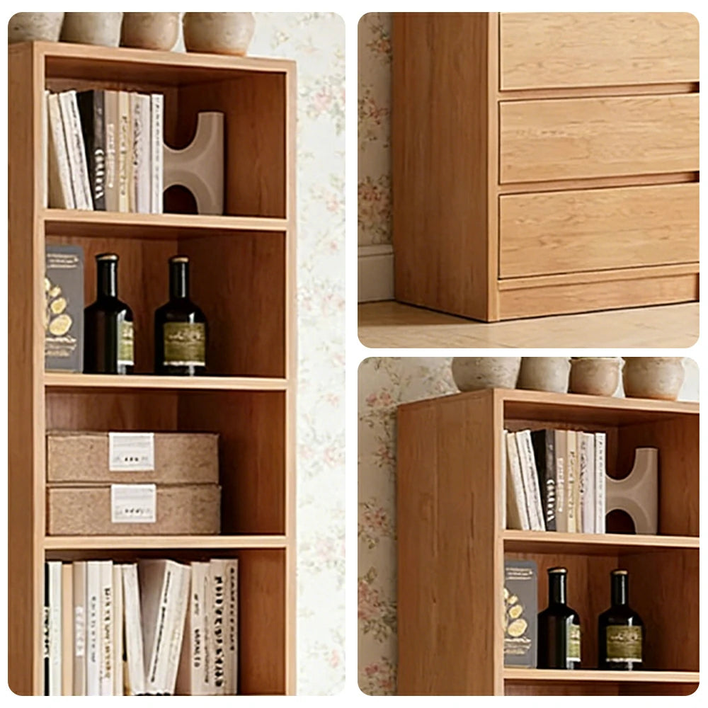 LIVARA 60cm Storage Cabinet - Open Multi-Tier Storage with Durable Wood Construction, Natural Grain Finish & Space-Saving Design