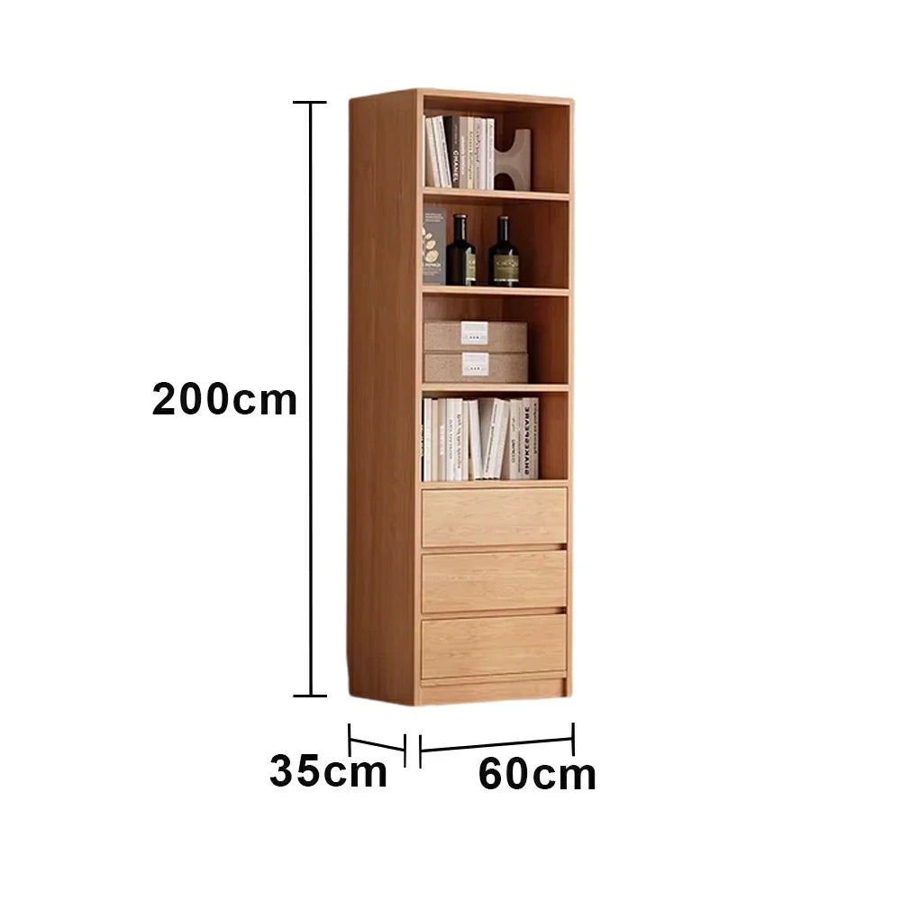 LIVARA 60cm Storage Cabinet - Open Multi-Tier Storage with Durable Wood Construction, Natural Grain Finish & Space-Saving Design