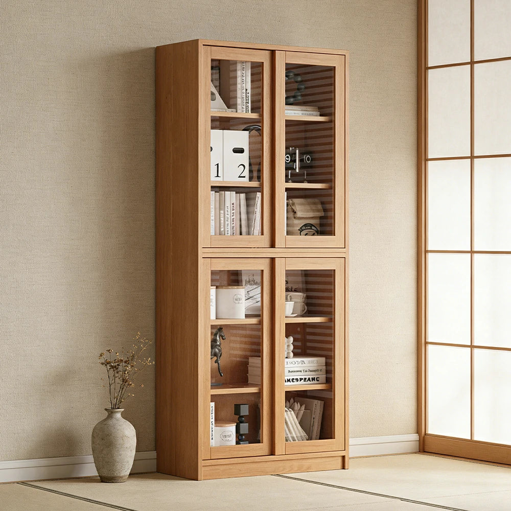 LIVARA 80cm Storage Cabinet - Open Multi-Tier Storage with Durable Wood Construction, Natural Grain Finish & Space-Saving Design