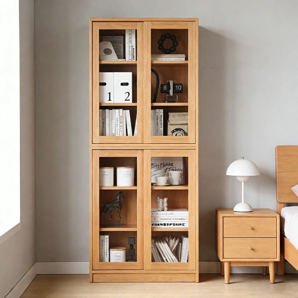 LIVARA 80cm Storage Cabinet - Open Multi-Tier Storage with Durable Wood Construction, Natural Grain Finish & Space-Saving Design
