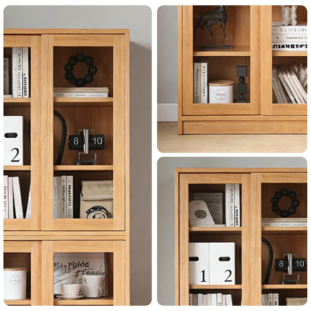 LIVARA 80cm Storage Cabinet - Open Multi-Tier Storage with Durable Wood Construction, Natural Grain Finish & Space-Saving Design