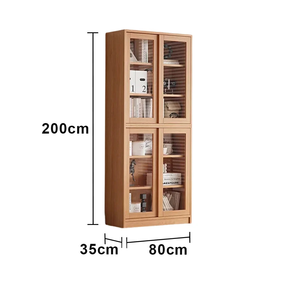 LIVARA 80cm Storage Cabinet - Open Multi-Tier Storage with Durable Wood Construction, Natural Grain Finish & Space-Saving Design