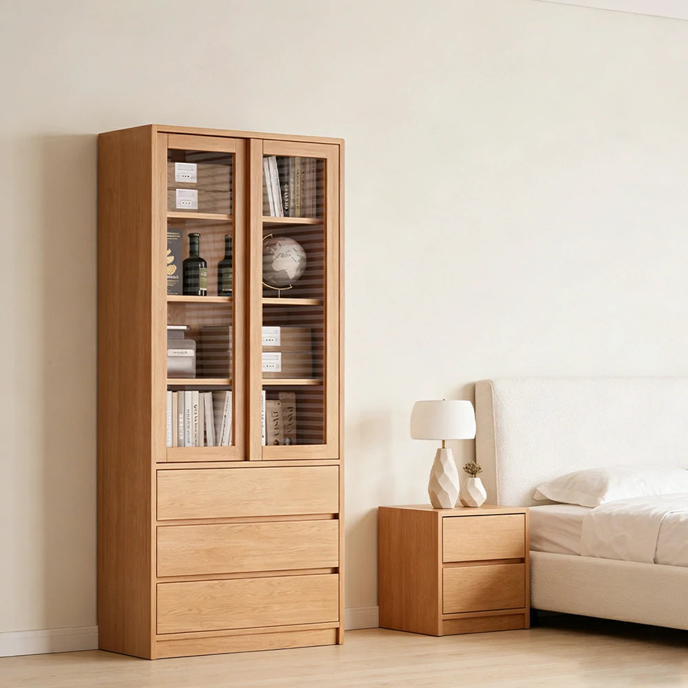 LIVARA 80cm Storage Cabinet - Open Multi-Tier Shelving with Durable Wood Construction, Natural Grain Finish & Space-Saving Design