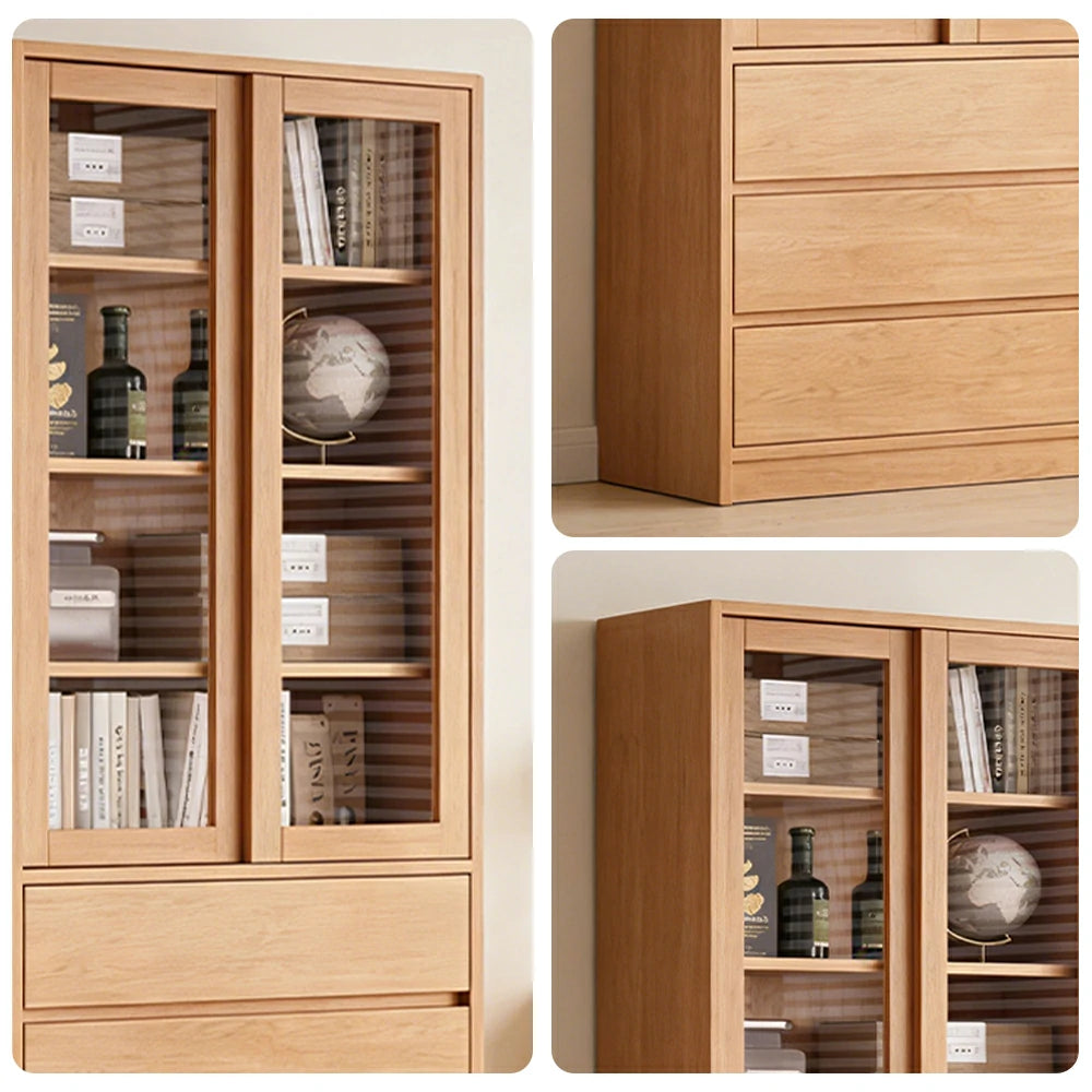 LIVARA 80cm Storage Cabinet - Open Multi-Tier Shelving with Durable Wood Construction, Natural Grain Finish & Space-Saving Design