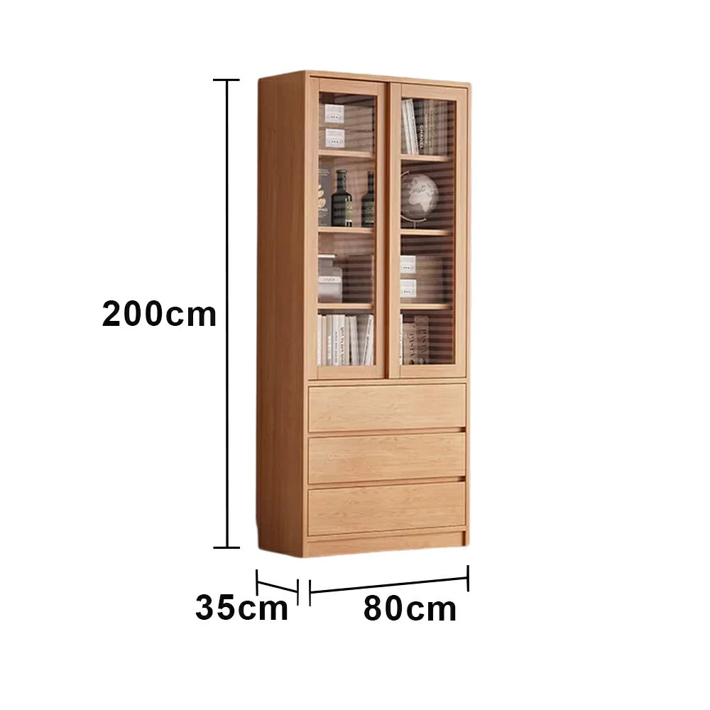 LIVARA 80cm Storage Cabinet - Open Multi-Tier Shelving with Durable Wood Construction, Natural Grain Finish & Space-Saving Design