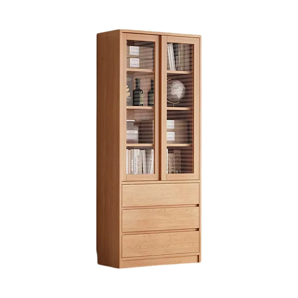 LIVARA 80cm Storage Cabinet - Open Multi-Tier Shelving with Durable Wood Construction, Natural Grain Finish & Space-Saving Design