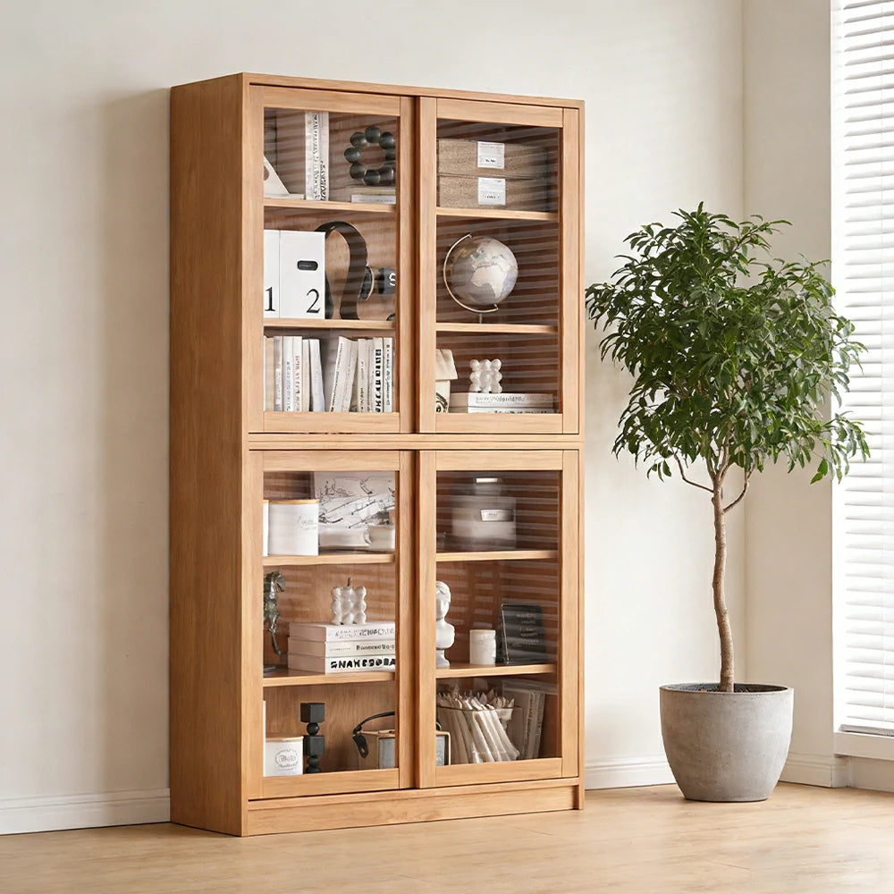 LIVARA 120cm Storage Cabinet - Open Multi-Tier Shelving with Durable Wood Construction, Natural Grain Finish & Space-Saving Design
