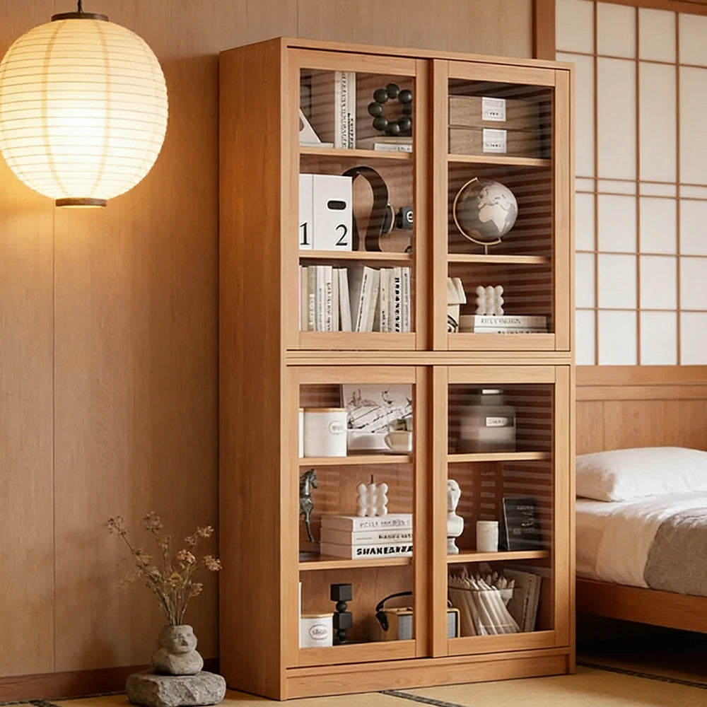 LIVARA 120cm Storage Cabinet - Open Multi-Tier Shelving with Durable Wood Construction, Natural Grain Finish & Space-Saving Design