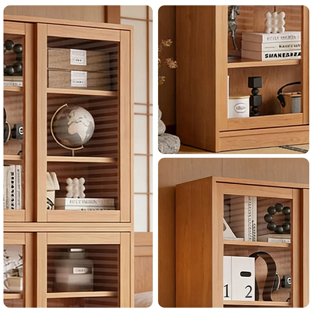 LIVARA 120cm Storage Cabinet - Open Multi-Tier Shelving with Durable Wood Construction, Natural Grain Finish & Space-Saving Design
