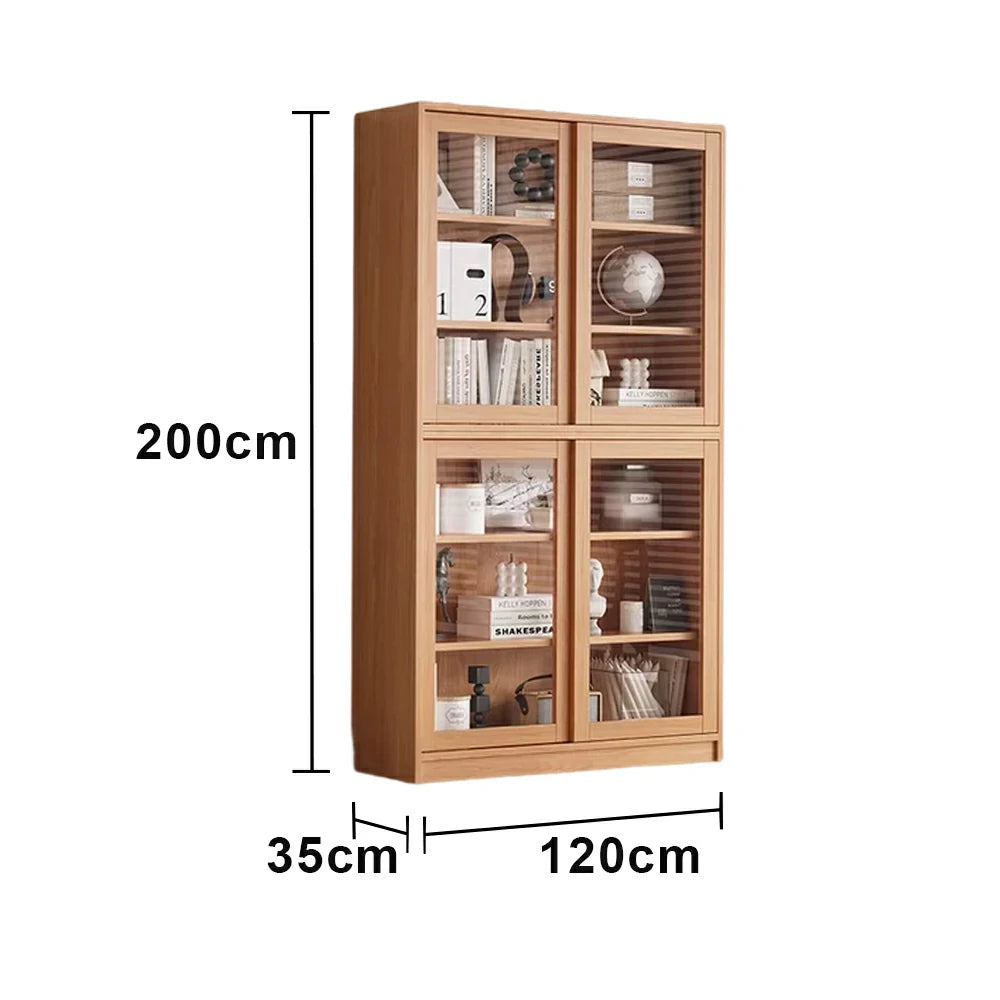 LIVARA 120cm Storage Cabinet - Open Multi-Tier Shelving with Durable Wood Construction, Natural Grain Finish & Space-Saving Design