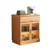 LIVARA 80cm Glass Door Sideboard Cabinet - Wide Countertop Design with Solid Wood Construction, Spacious Storage & Quiet Hardware