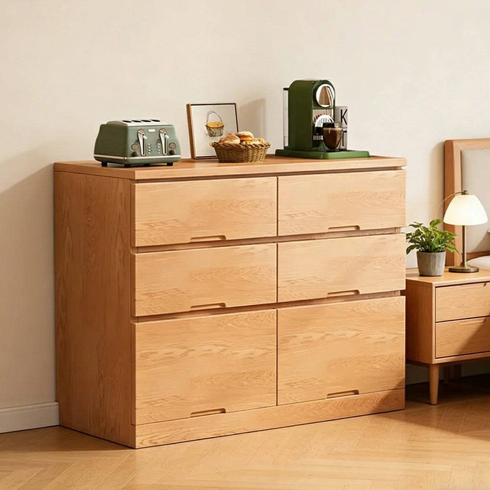 LIVARA 6-Drawer 120cm Sideboard Cabinet - Wide Countertop Design with Solid Wood Construction, Spacious Storage & Quiet Hardware