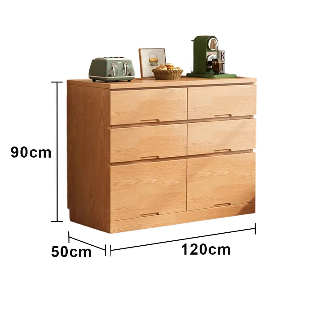 LIVARA 6-Drawer 120cm Sideboard Cabinet - Wide Countertop Design with Solid Wood Construction, Spacious Storage & Quiet Hardware