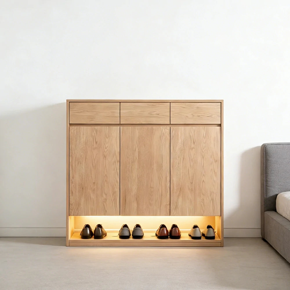 LIVARA 80/120cm Shoe Cabinet - Adjustable Shelving with Solid Wood Construction, Multi-Compartment Design & Top Drawer Storage