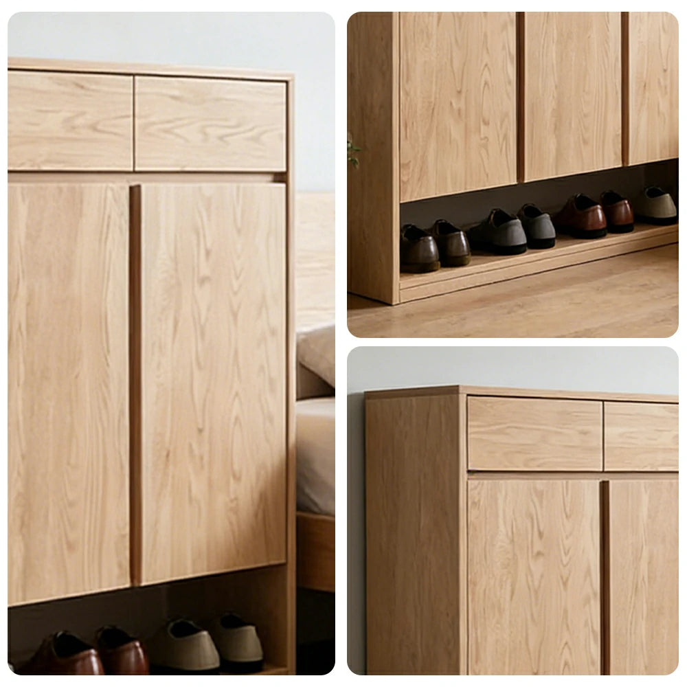 LIVARA 80/120cm Shoe Cabinet - Adjustable Shelving with Solid Wood Construction, Multi-Compartment Design & Top Drawer Storage