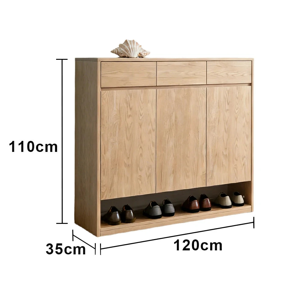 LIVARA 80/120cm Shoe Cabinet - Adjustable Shelving with Solid Wood Construction, Multi-Compartment Design & Top Drawer Storage