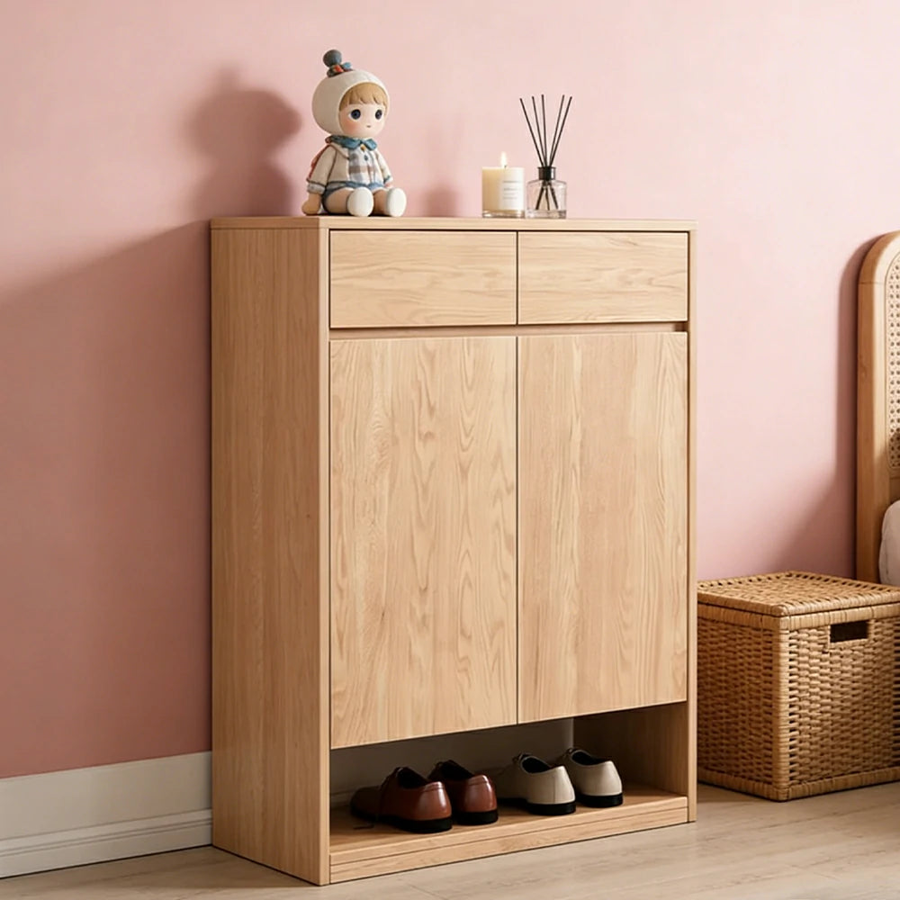 LIVARA 80/120cm Shoe Cabinet - Adjustable Shelving with Solid Wood Construction, Multi-Compartment Design & Top Drawer Storage