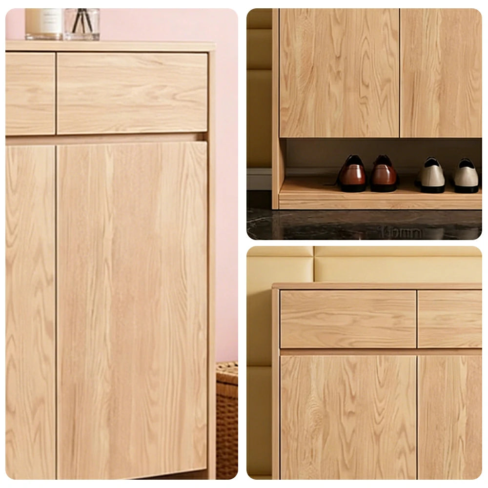 LIVARA 80/120cm Shoe Cabinet - Adjustable Shelving with Solid Wood Construction, Multi-Compartment Design & Top Drawer Storage