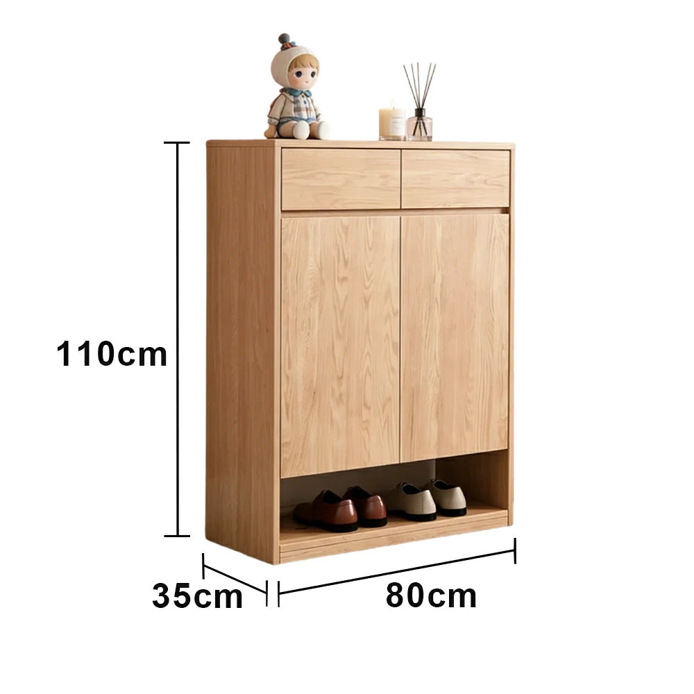 LIVARA 80/120cm Shoe Cabinet - Adjustable Shelving with Solid Wood Construction, Multi-Compartment Design & Top Drawer Storage