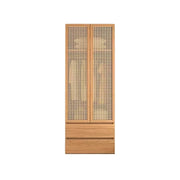 LIVARA 80cm Rattan Storage Cabinet - Multi-Zone Wardrobe Design with Solid Finnish Pine Wood, Breathable PVC Doors & Spacious Drawers