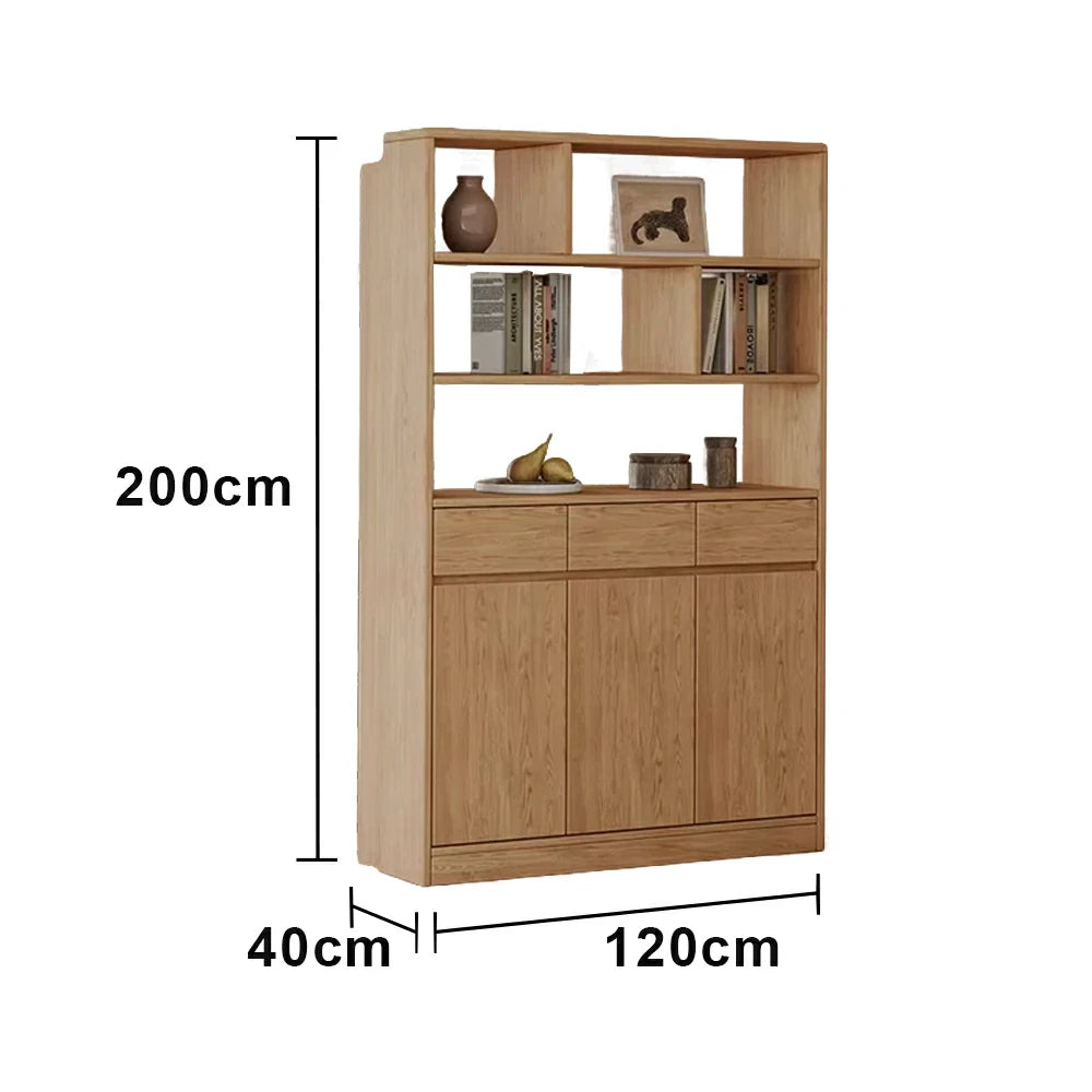 LIVARA 80/120cm Tall Storage Cabinet - Multi-Compartment Design with Solid Wood Construction, Drawer & Shelving Storage for Entryway or Living Room
