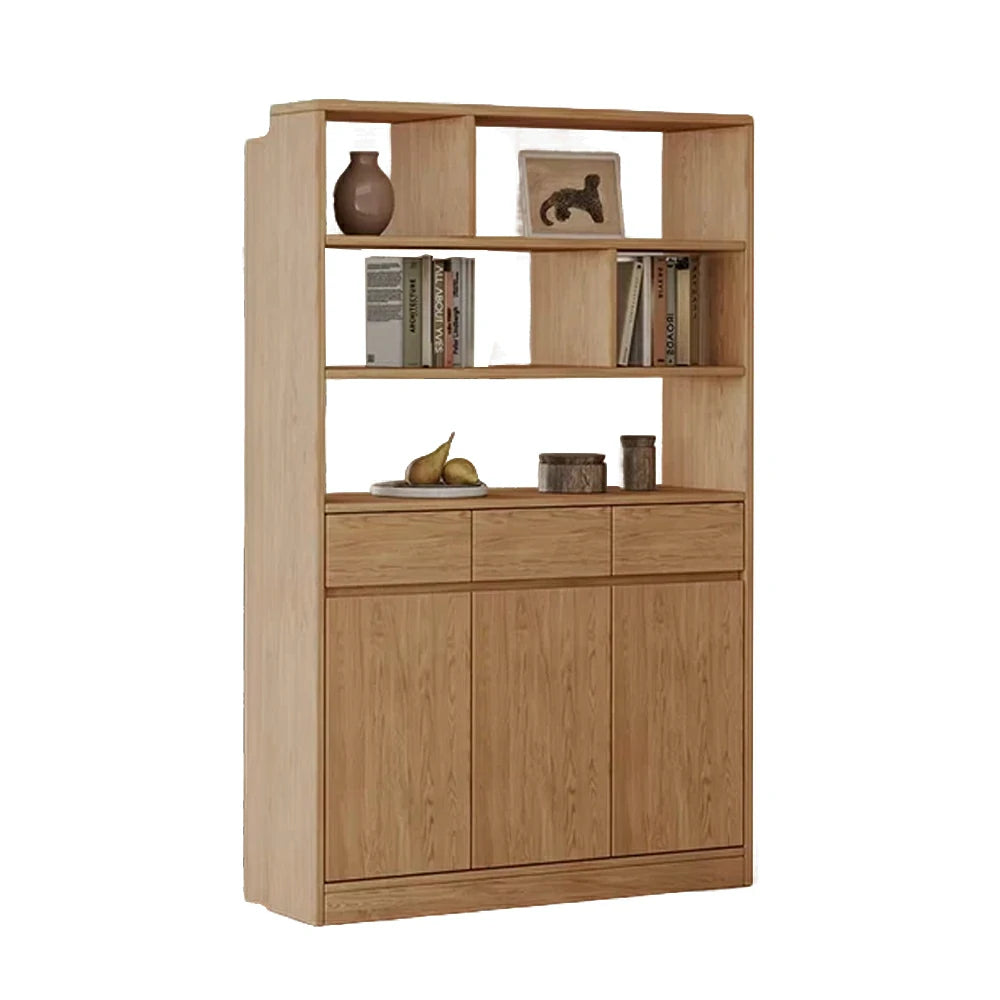 LIVARA 80/120cm Tall Storage Cabinet - Multi-Compartment Design with Solid Wood Construction, Drawer & Shelving Storage for Entryway or Living Room