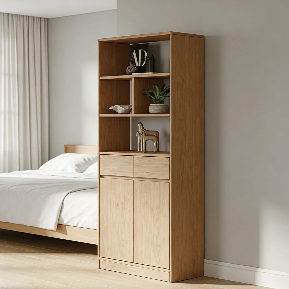 LIVARA 80/120cm Tall Storage Cabinet - Multi-Compartment Design with Solid Wood Construction, Drawer & Shelving Storage for Entryway or Living Room