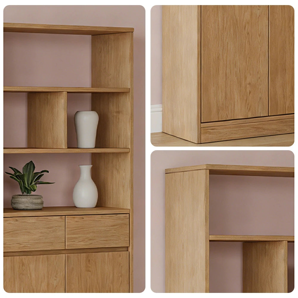 LIVARA 80/120cm Tall Storage Cabinet - Multi-Compartment Design with Solid Wood Construction, Drawer & Shelving Storage for Entryway or Living Room