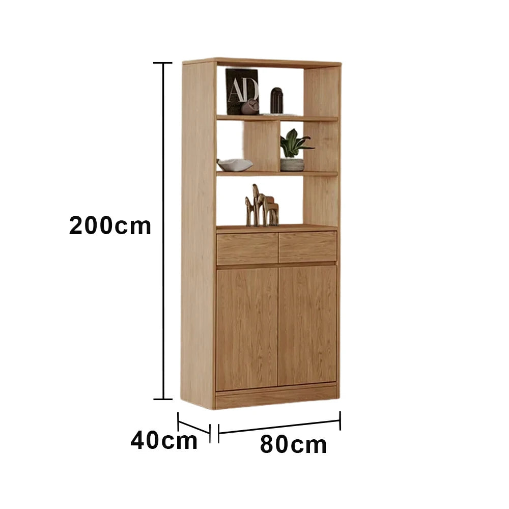 LIVARA 80/120cm Tall Storage Cabinet - Multi-Compartment Design with Solid Wood Construction, Drawer & Shelving Storage for Entryway or Living Room