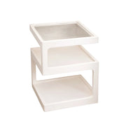 LIVARA 40/45cm Bedside Table - 3-Tier Open Storage with Solid Wood Frame, Tempered Glass Top & Compact Space-Saving Design - White