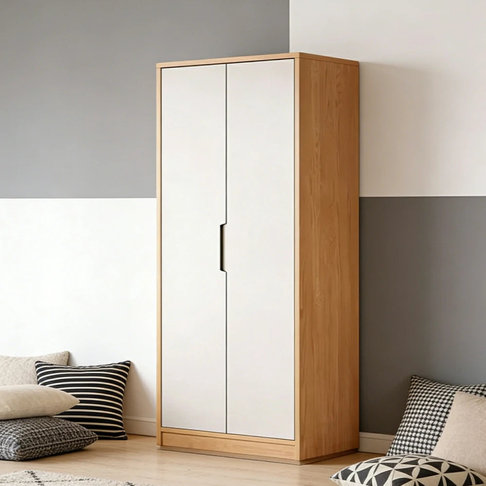 LIVARA 80cm Wardrobe Cabinet - Multi-Compartment Hanging Storage with Malacca Board Doors, Solid Wood Rail & Soft-Close Hardware