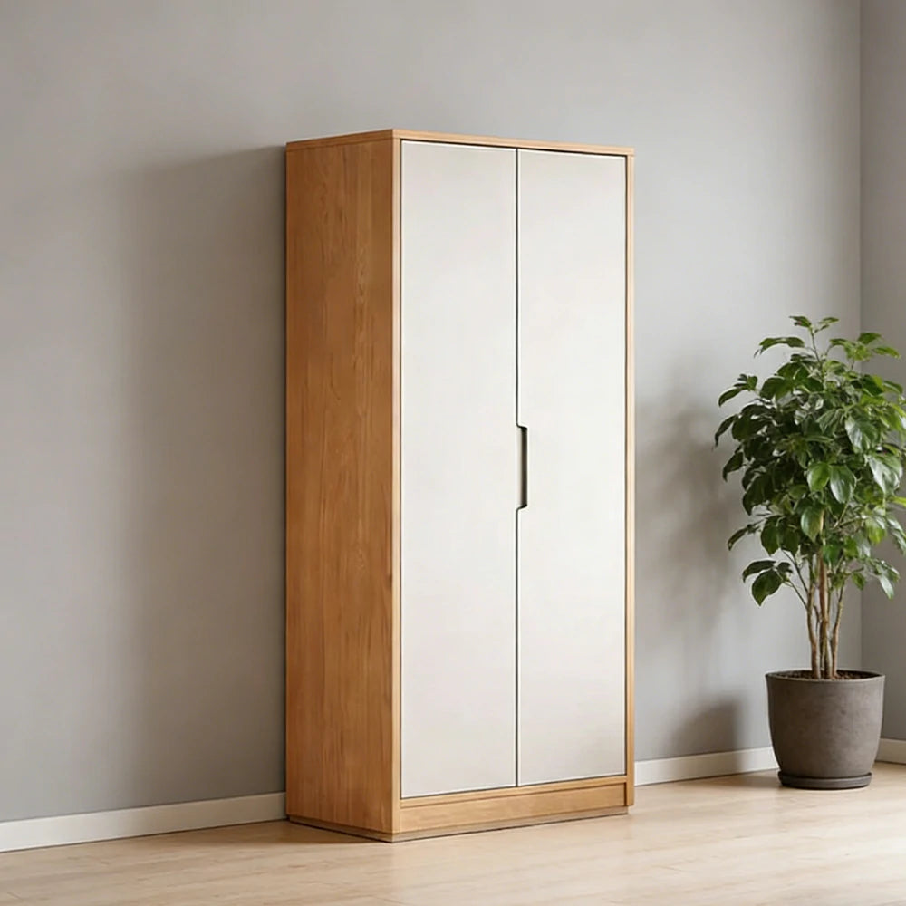 LIVARA 80cm Wardrobe Cabinet - Multi-Compartment Hanging Storage with Malacca Board Doors, Solid Wood Rail & Soft-Close Hardware