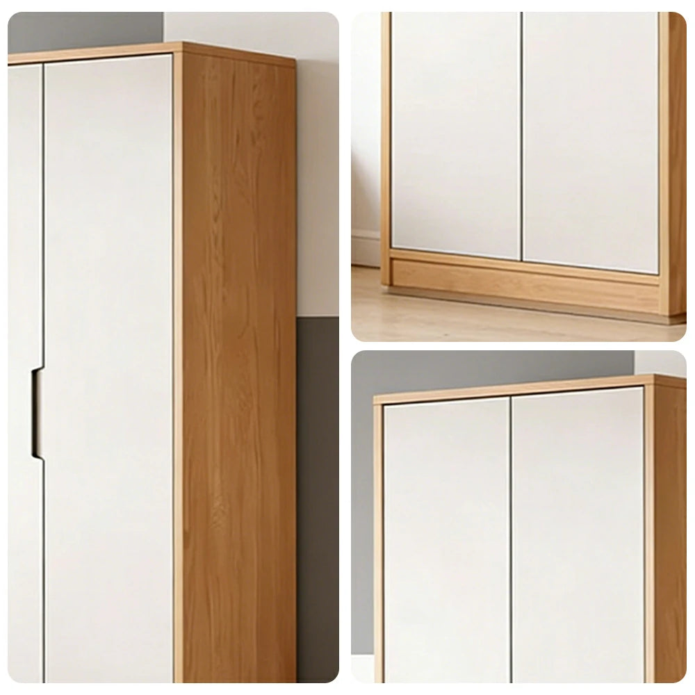 LIVARA 80cm Wardrobe Cabinet - Multi-Compartment Hanging Storage with Malacca Board Doors, Solid Wood Rail & Soft-Close Hardware