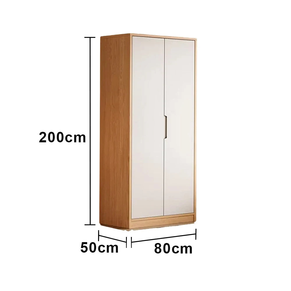 LIVARA 80cm Wardrobe Cabinet - Multi-Compartment Hanging Storage with Malacca Board Doors, Solid Wood Rail & Soft-Close Hardware