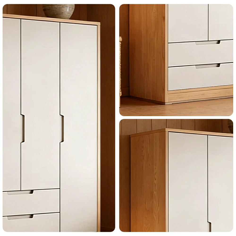 LIVARA 120cm Wardrobe Cabinet - Multi-Compartment Hanging Storage with Malacca Board Doors, Solid Wood Rail & Soft-Close Hardware