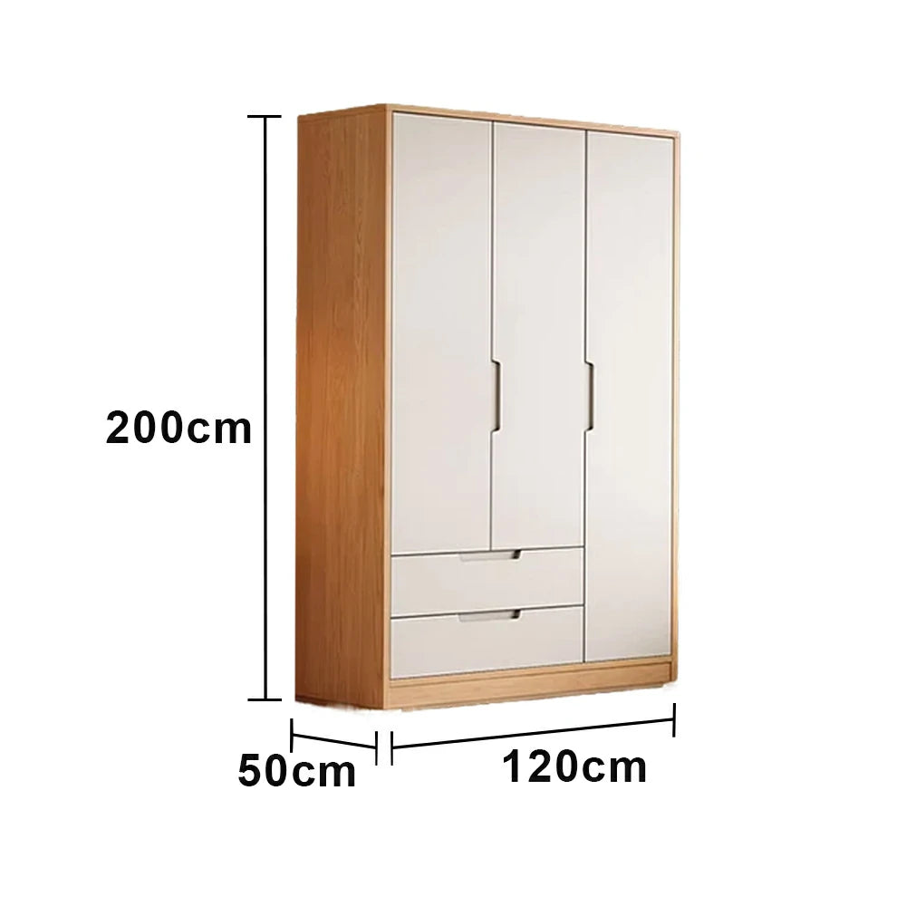 LIVARA 120cm Wardrobe Cabinet - Multi-Compartment Hanging Storage with Malacca Board Doors, Solid Wood Rail & Soft-Close Hardware