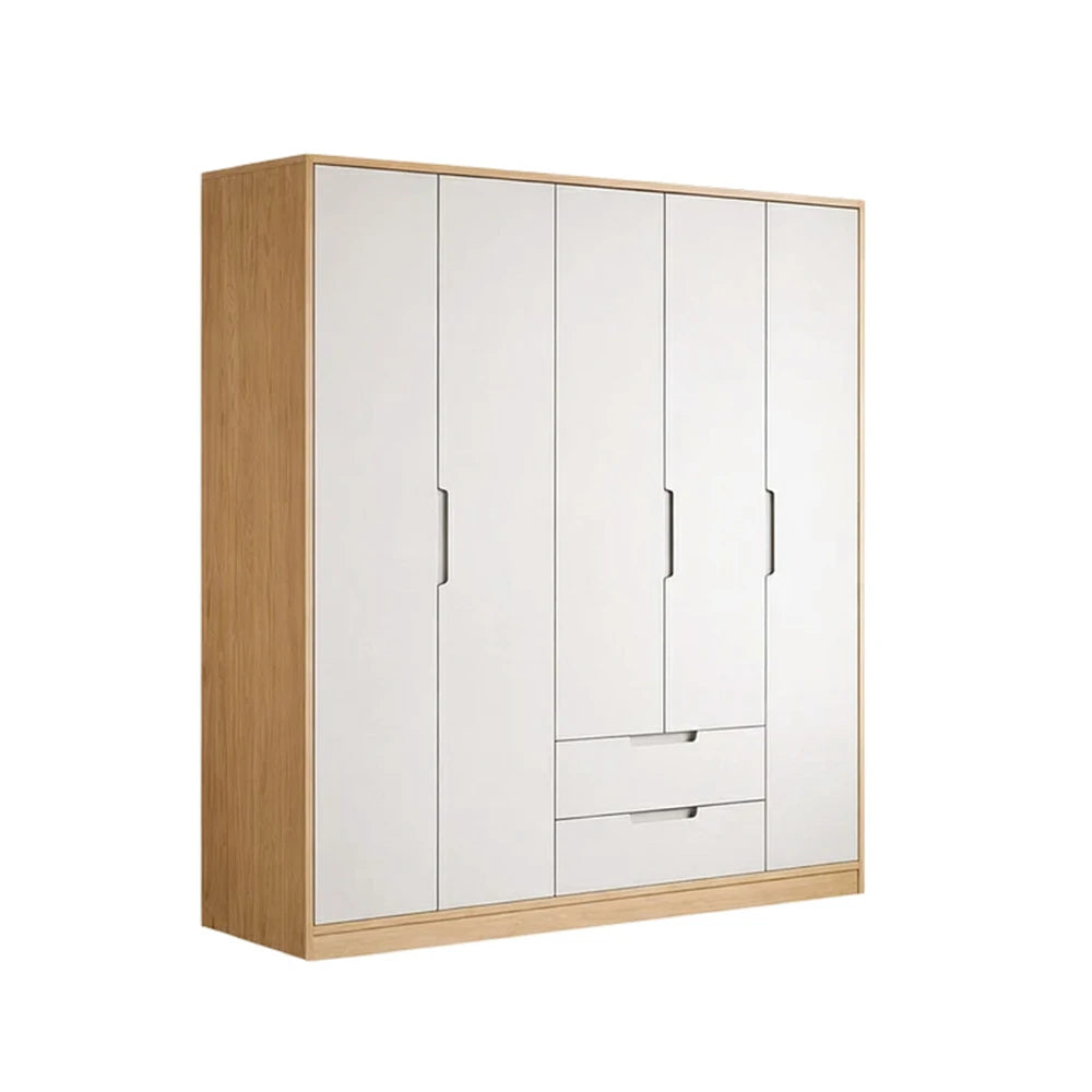 LIVARA 140/160/180cm Wardrobe Cabinet - Multi-Compartment Hanging Storage with Malacca Board Doors, Solid Wood Rail & Soft-Close Hardware