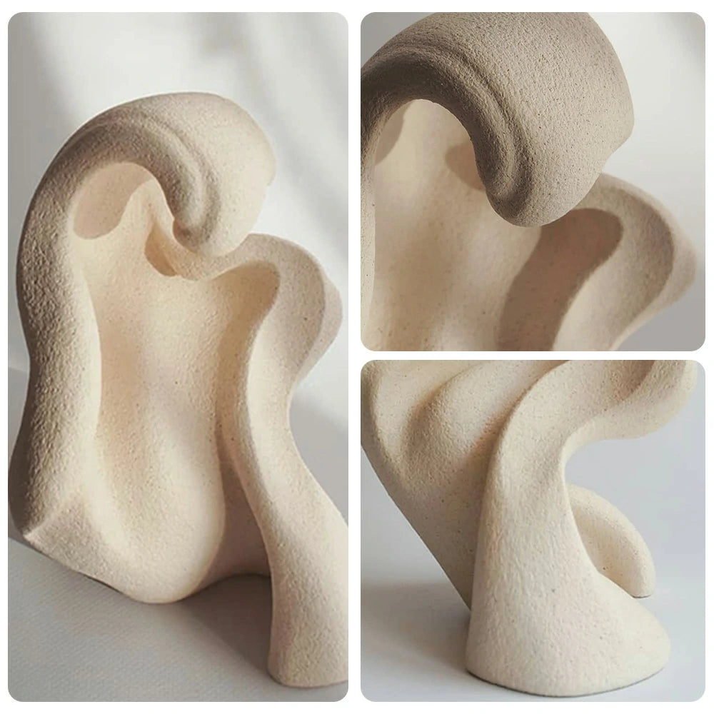 LIVARA Waveform Ceramic Decor Sculptural Splash Design Handcrafted Stone-Like Matte Texture Artistic Accent for Modern Spaces - Light Mocha