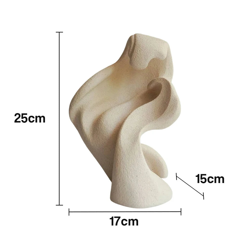 LIVARA Waveform Ceramic Decor Sculptural Splash Design Handcrafted Stone-Like Matte Texture Artistic Accent for Modern Spaces - Light Mocha