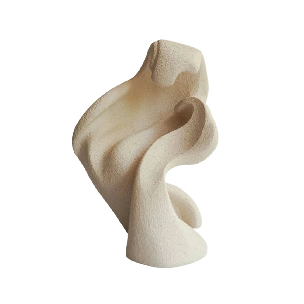 LIVARA Waveform Ceramic Decor Sculptural Splash Design Handcrafted Stone-Like Matte Texture Artistic Accent for Modern Spaces - Light Mocha
