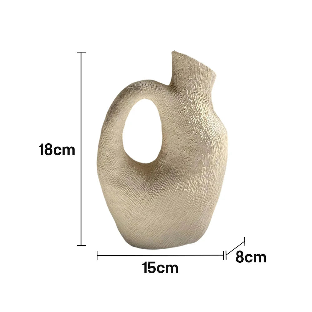 LIVARA Sunward Ceramic Vase Sculptural Handcrafted Stone-Like Matte Texture Artistic Decor for Modern Interiors - White