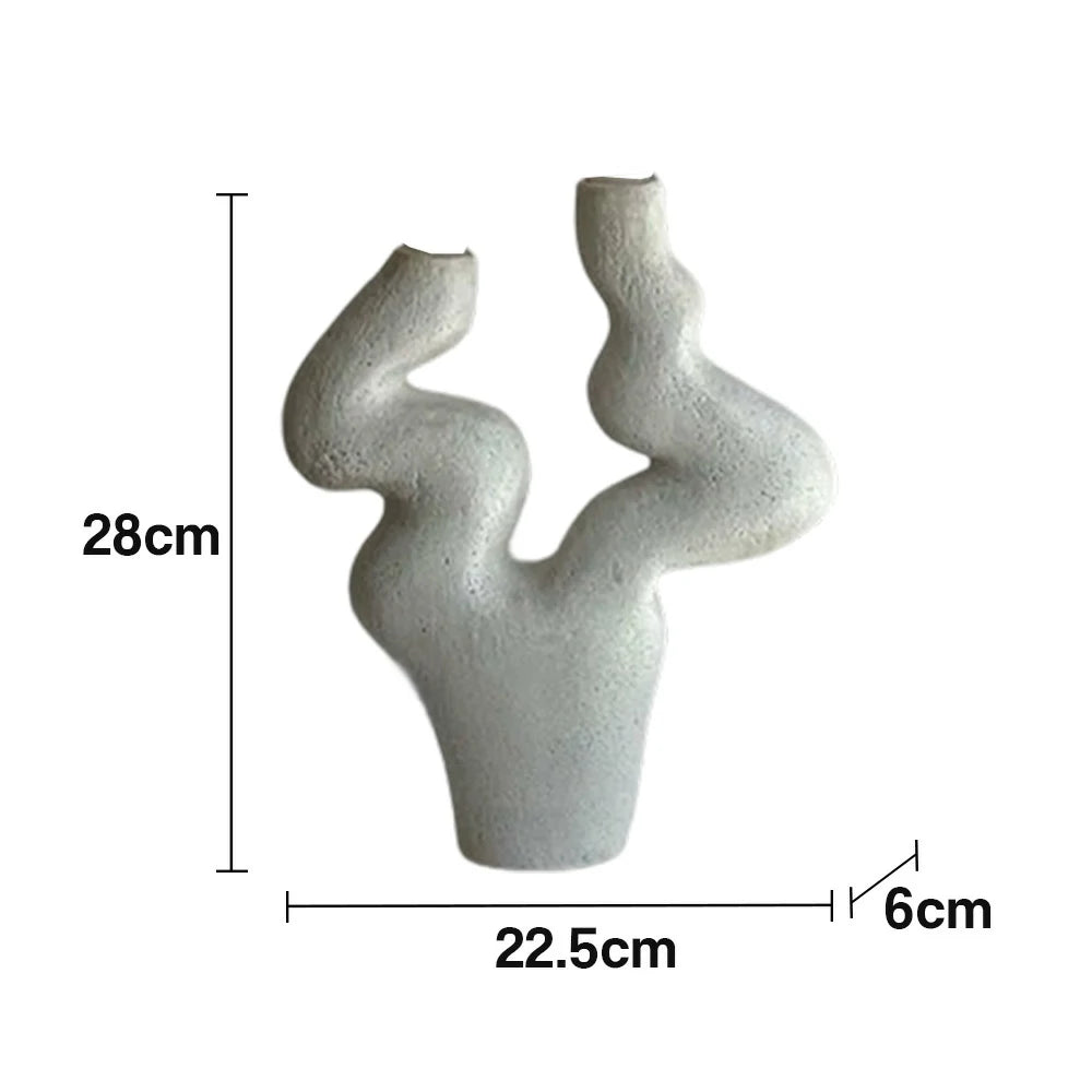 LIVARA Branch Form Ceramic Candle Holder Sculptural Handcrafted Stone-Like Matte Texture Artistic Accent for Modern Interiors - White