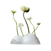 LIVARA Lotus Harmony Ceramic Vase - Sculptural Low-Profile Design with Handcrafted Gloss Finish, Artistic Statement Decor for Modern Interiors - White