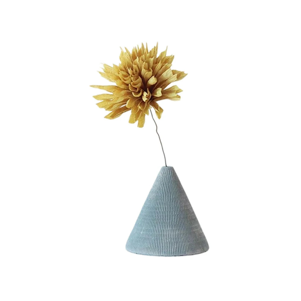 LIVARA Mini Ceramic Vase - Sculptural Cone Shape with Textured Matte Finish, Elegant Accent Decor for Modern Interiors - Light Blue